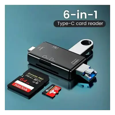6 in 1 OTG Supported Card Reader Type-C micro USB portable SD...